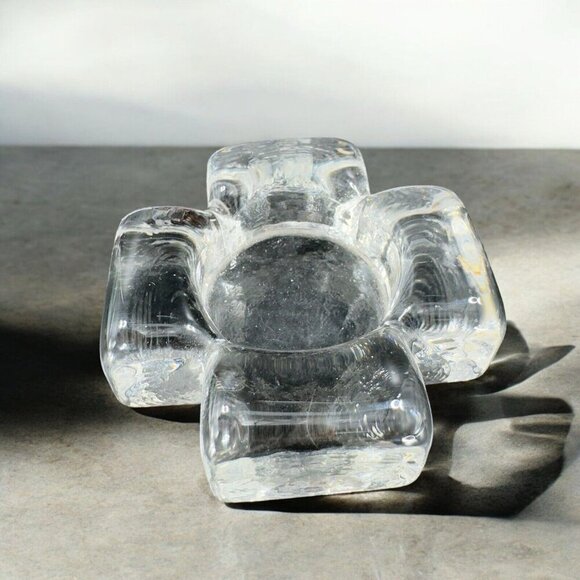 Glasi Hergiswil Handblown Clear Glass Roberto Niederer Tea Light Holder Single - Picture 2 of 11